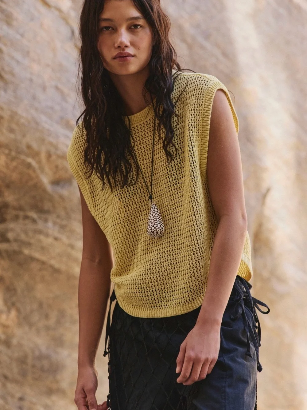 Free People Connor Muscle Tee open weave top